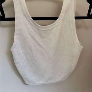 lululemon athletica White Ribbed Scoop Tank